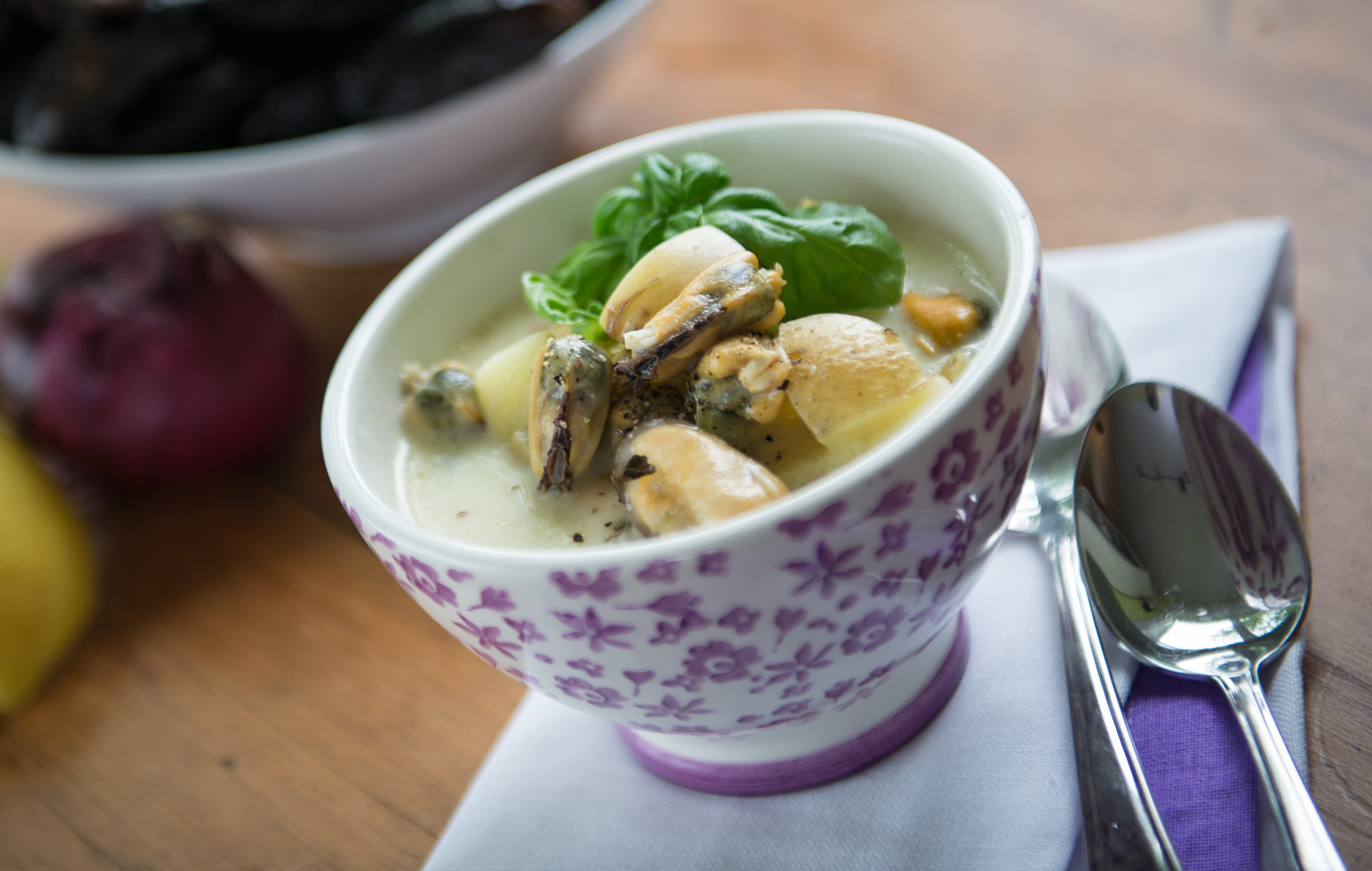 Brie and Basil Mussel Chowder