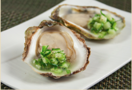 Oysters with Cucumber, Lime and Mint Salsa made with Princess Delights