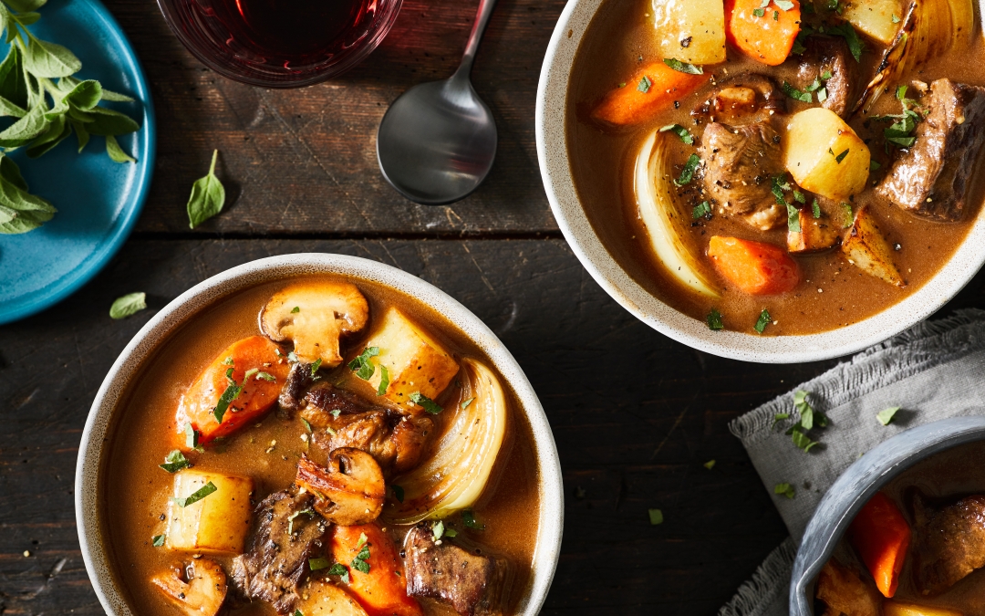 Rustic PEI Potato, Beef and Mushroom Stew