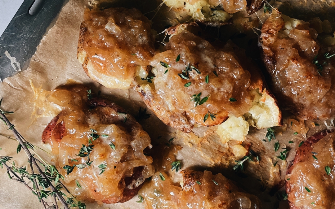 French Onion Smashed Potatoes