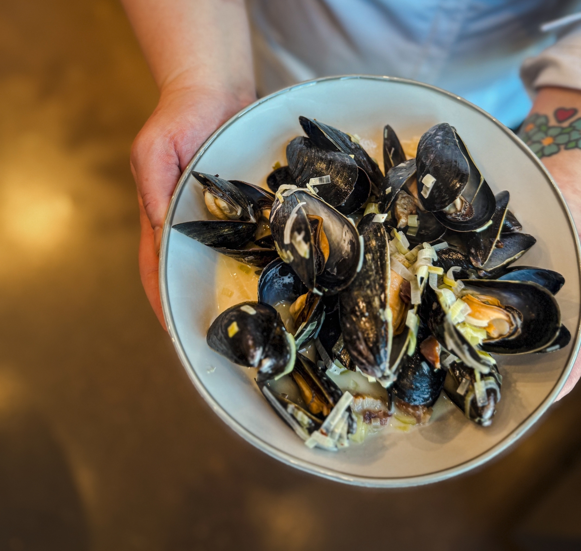 PEI Mussels in a Creamy Bacon-Dry Cider Sauce