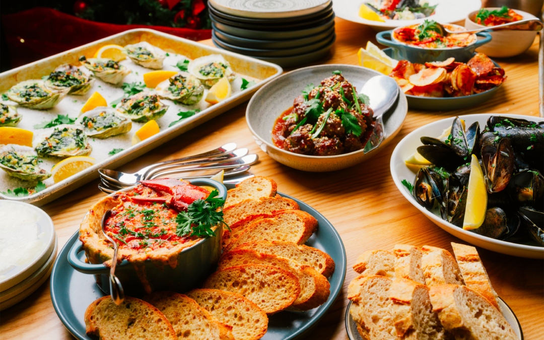 Holiday recipes on a table